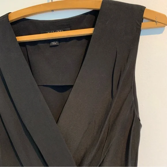 All Saints Black Silk Dress size 0 - Picture 4 of 9